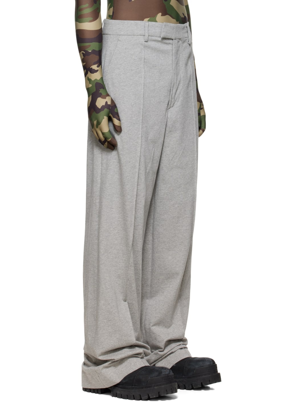 Gray Wide-Leg Trousers - 2