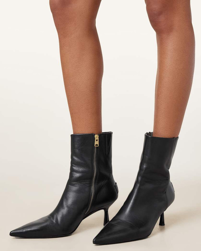 VIVIAN POINTED TOE LEATHER BOOTS 10