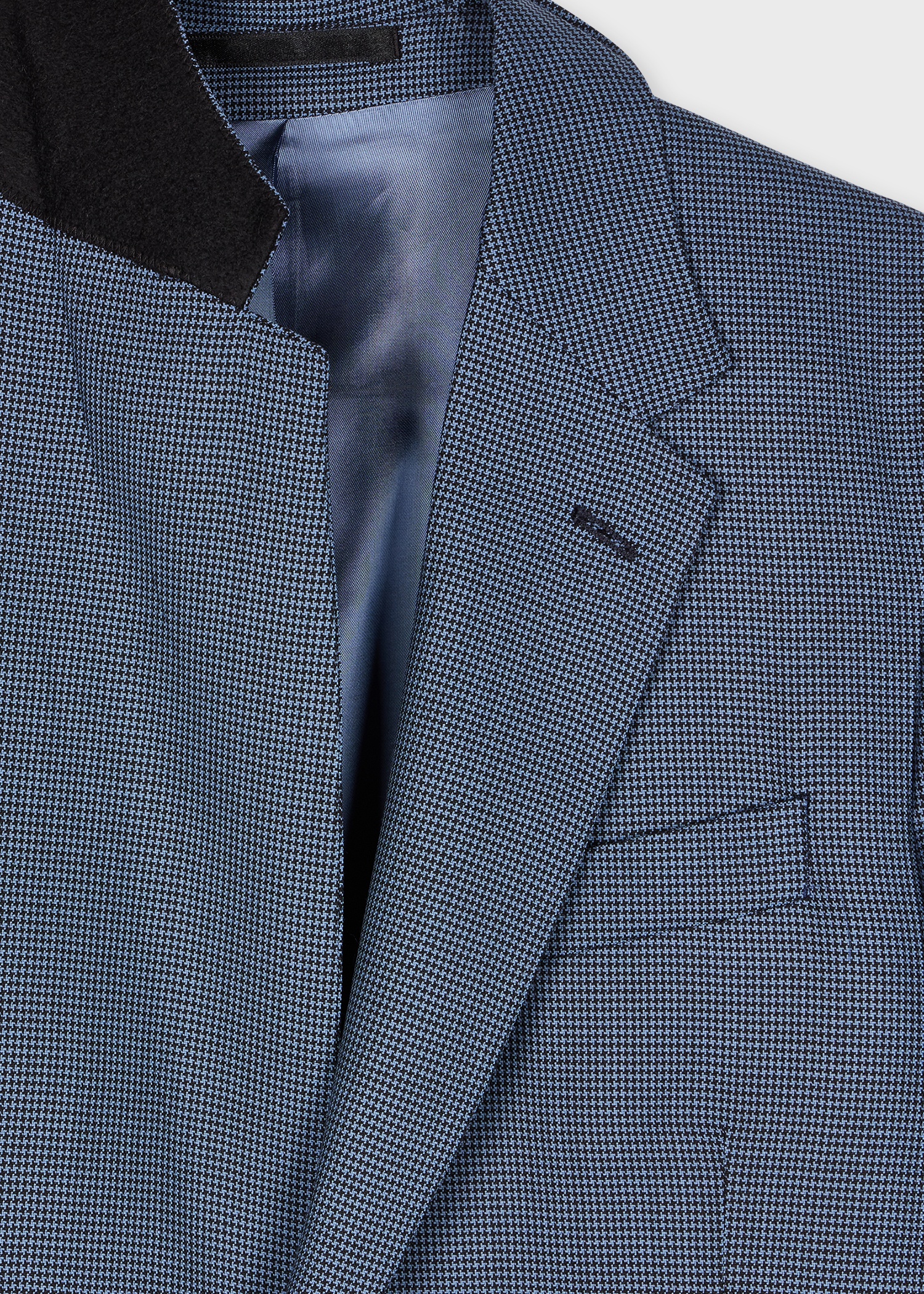 Tailored-Fit Blue Overdyed Micro-Houndstooth Wool Blazer - 2