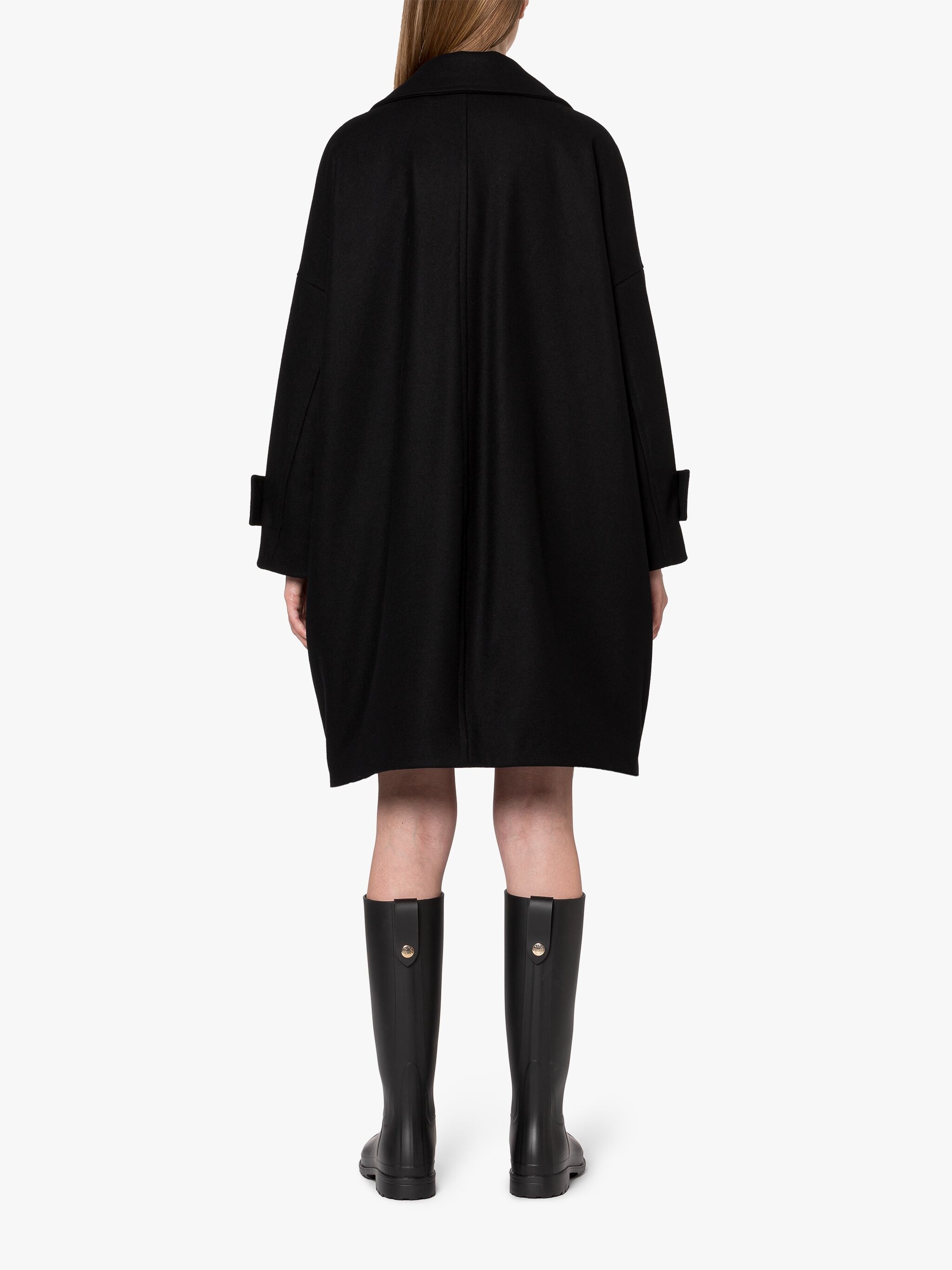 HUMBIE CHESTER BLACK WOOL OVERCOAT - 4