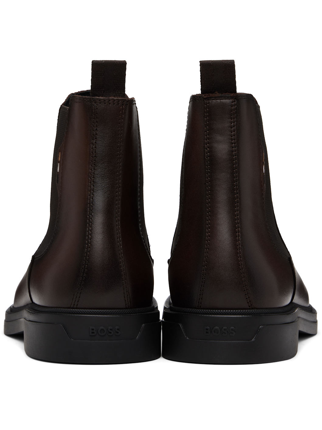 Brown Signature Stripe Leather Chelsea Boots - 2