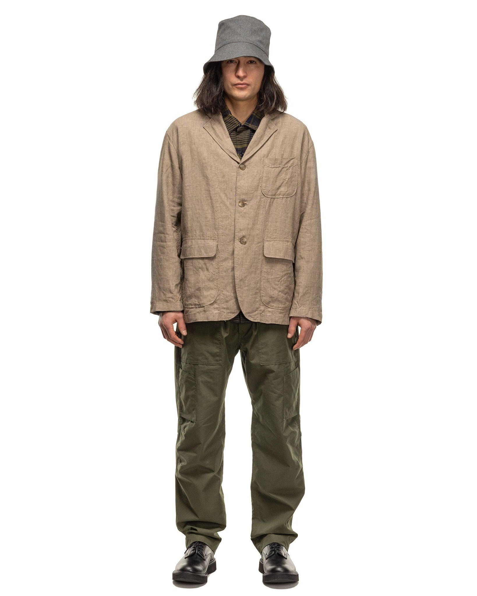 Loiter Jacket Linen Glen Plaid Beige - 2