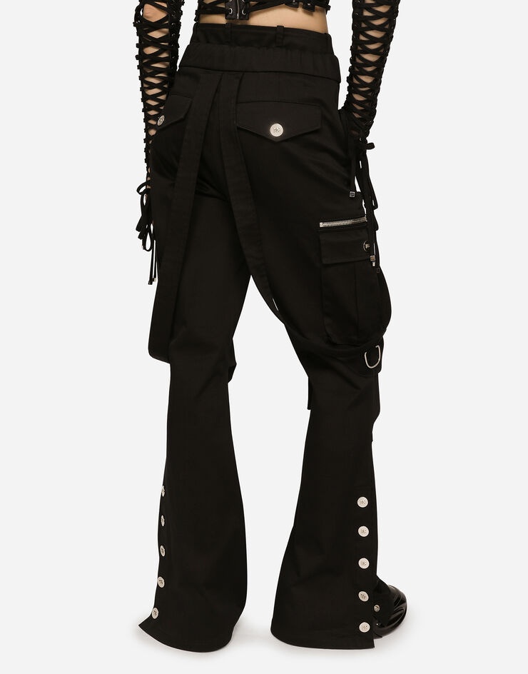Stretch drill cargo pants with suspenders - 5