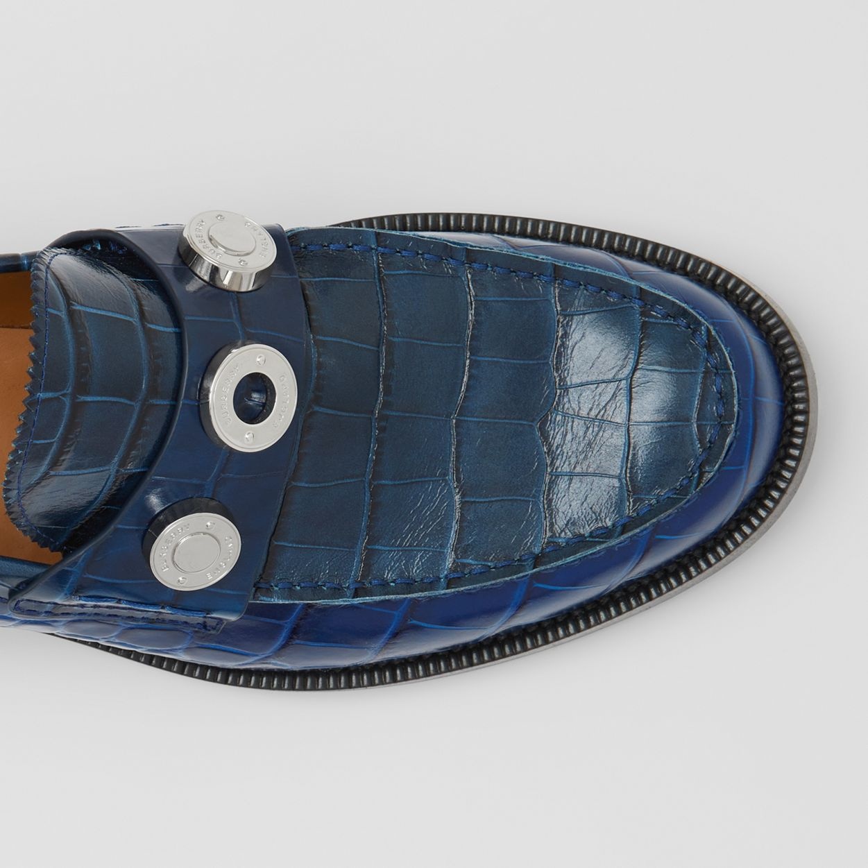 Logo Detail Embossed Leather Loafers - 2