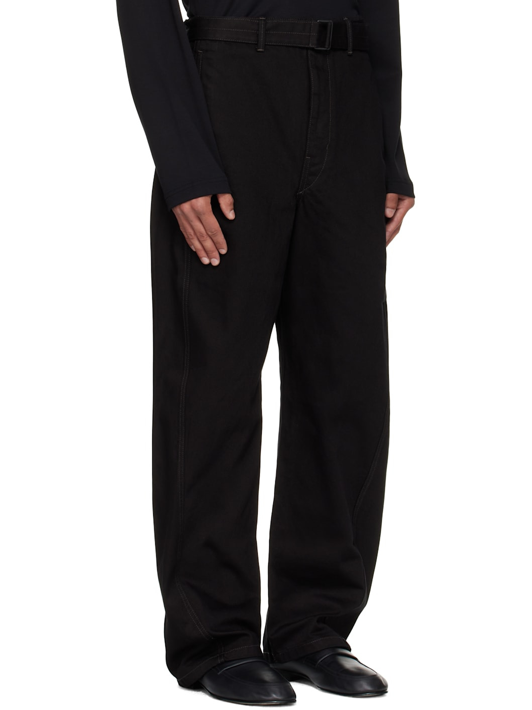 Black Twisted Belted Jeans - 2