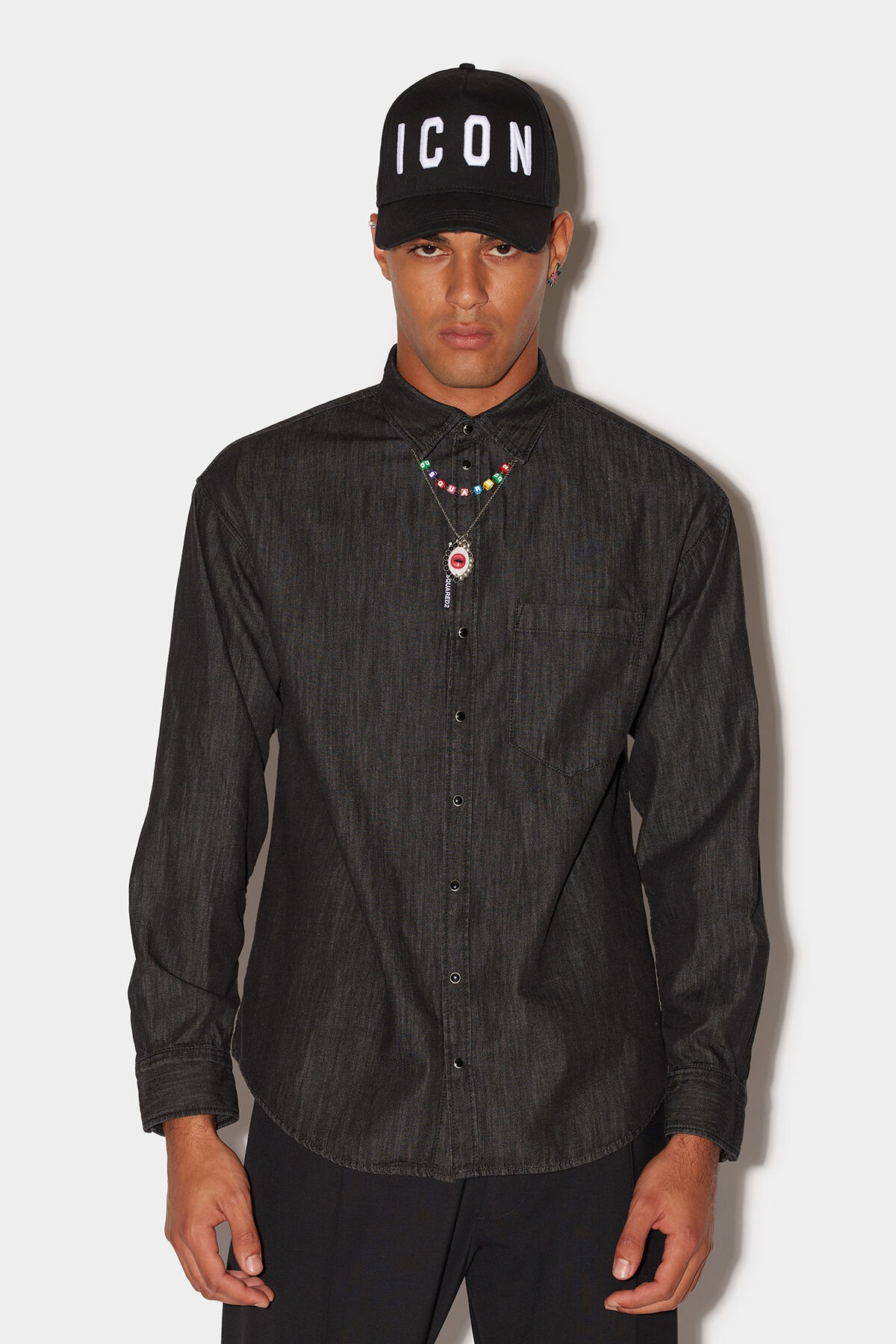 DROP SHOULDER DENIM SHIRT - 3