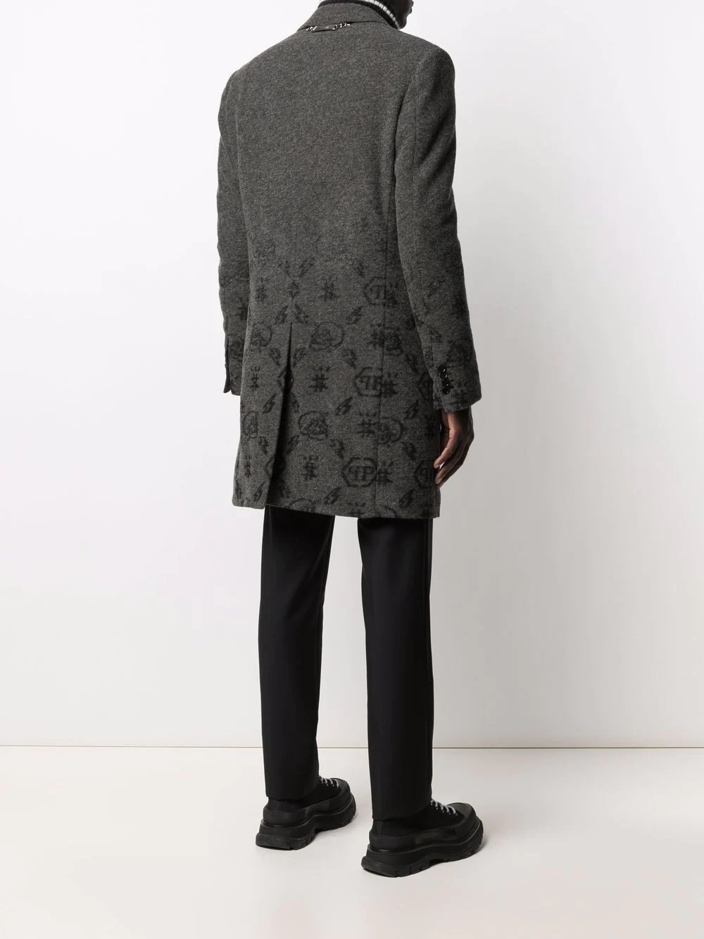 jacquard monogram coat - 4