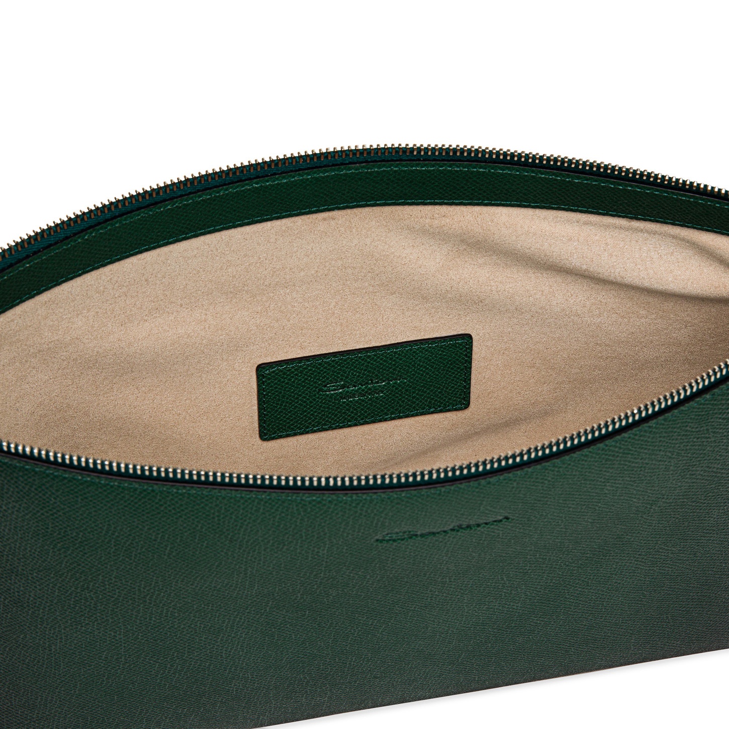 Green saffiano leather pouch - 3