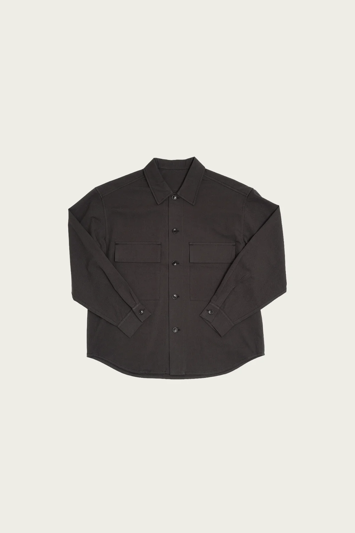 Double Pocket Overshirt - Charcoal Cotton/Wool Twill - 1