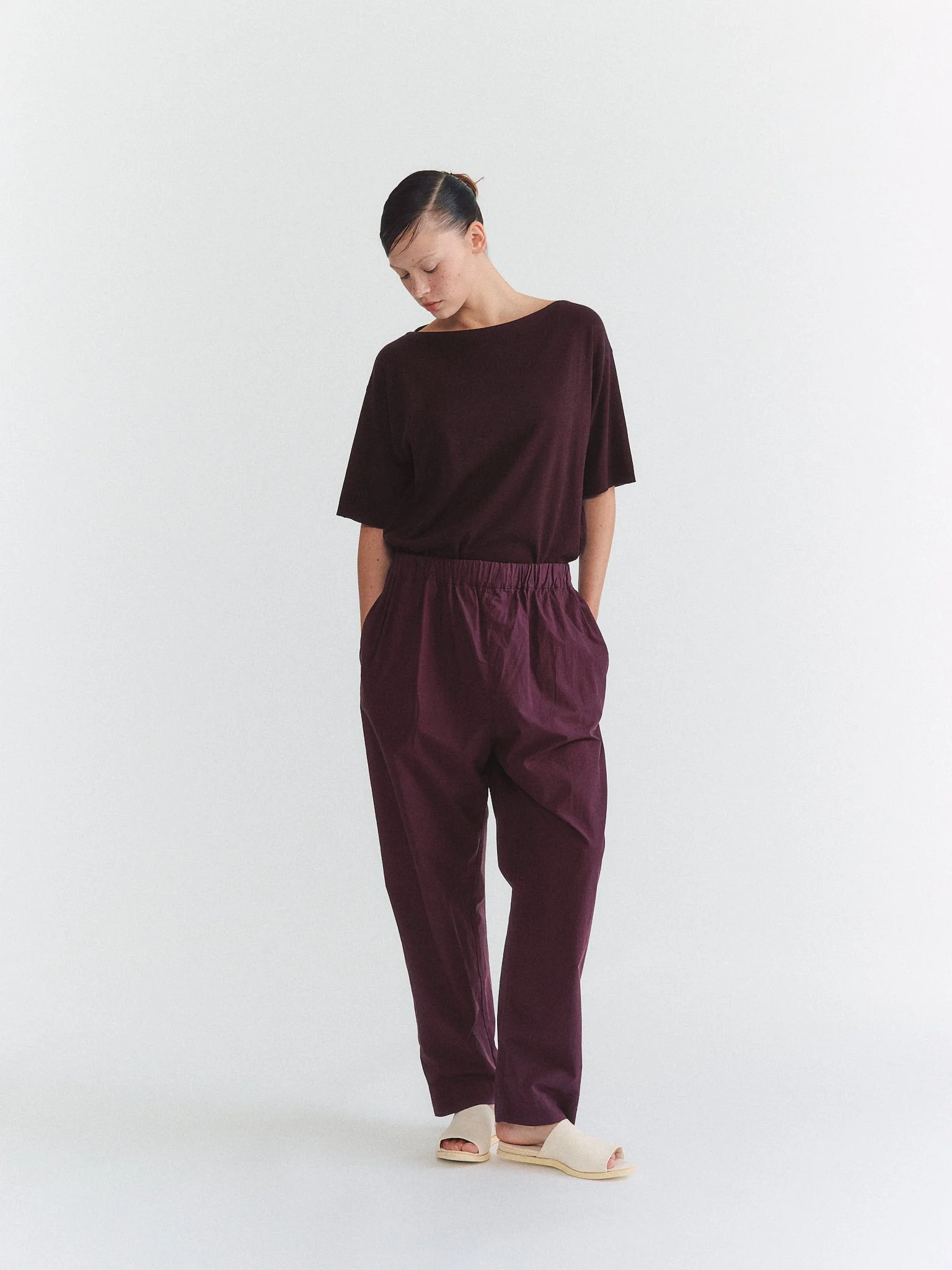 SIMPLE PANT - H COT - AUBURN - 1