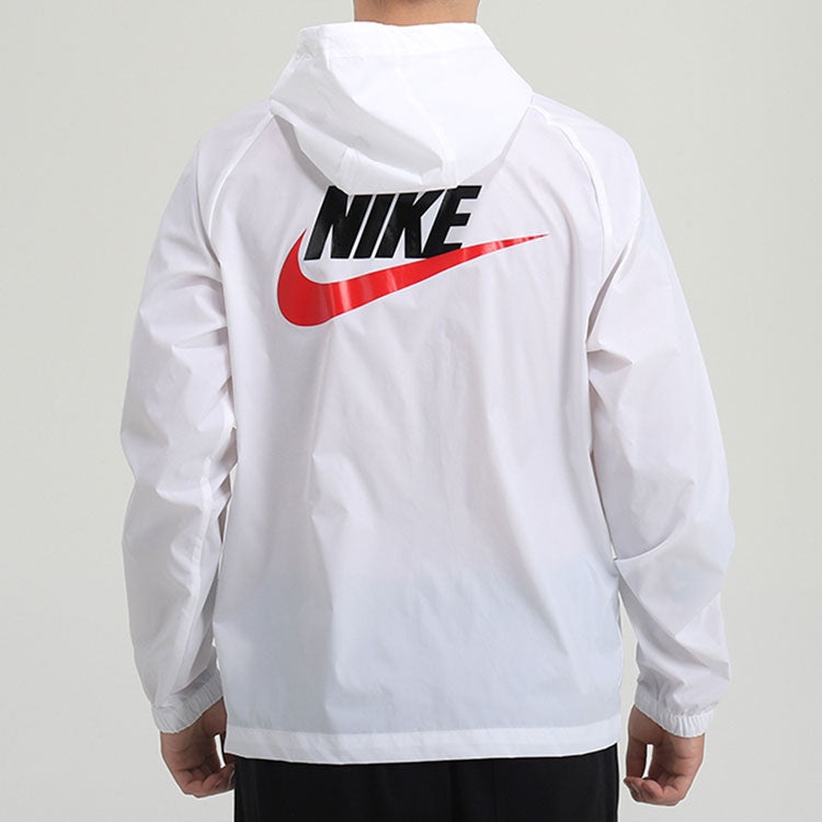 Nike Back Large Logo Woven Sports Hooded Jacket White CZ8677-100 - 4