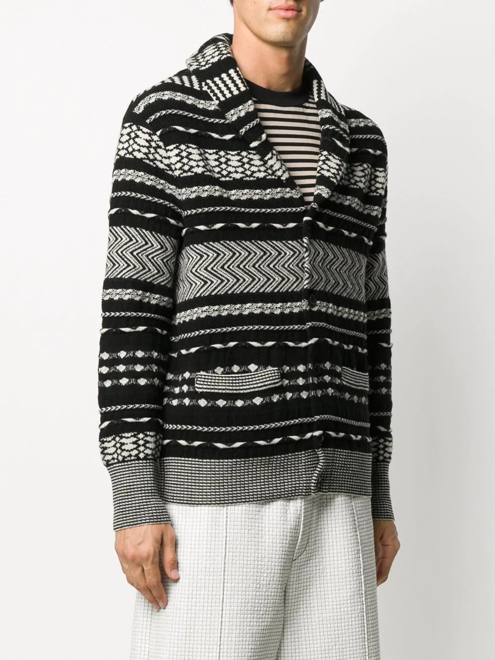 geometric wool knit cardigan - 3