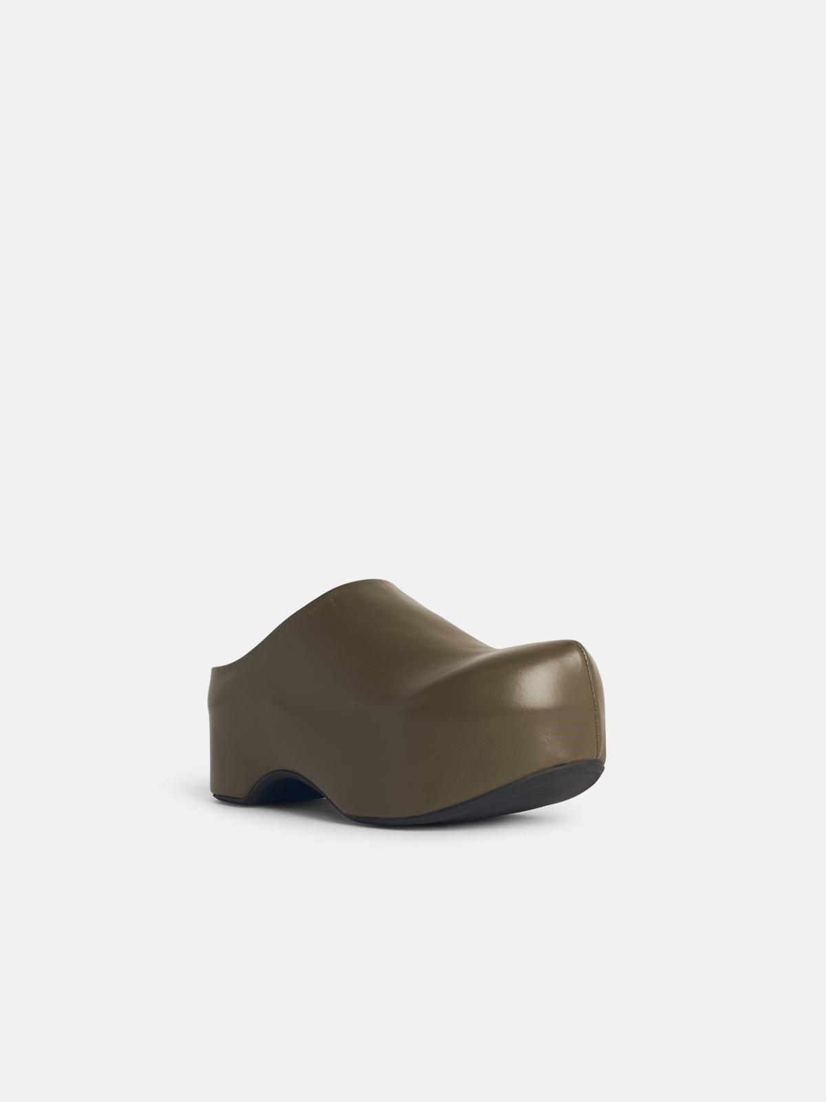 'CHUNKY' GREEN LEATHER 'DEEPSAGE' CLOG SABOTS - 2