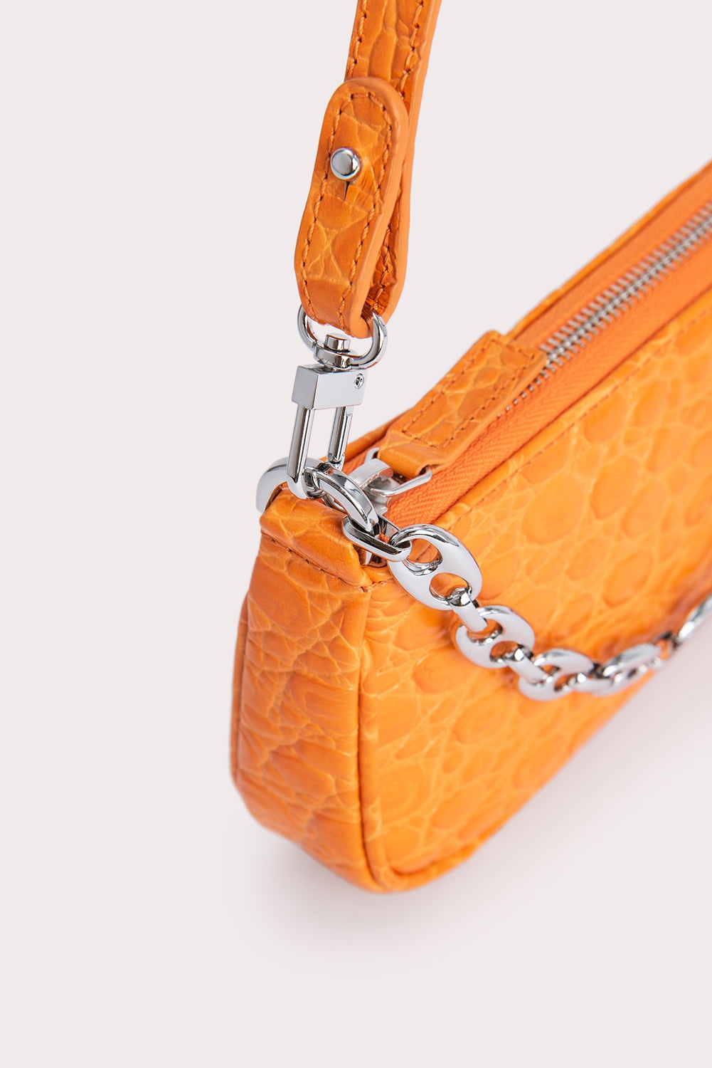 Mini Rachel Orange Circular Croco Embossed Leather - 4