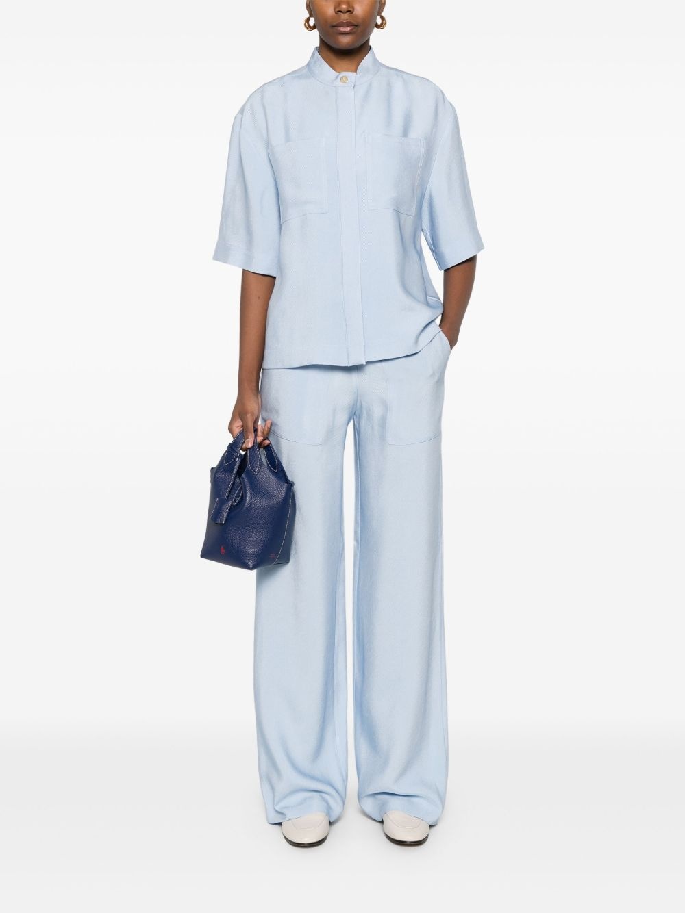 wide-leg twill trousers - 2