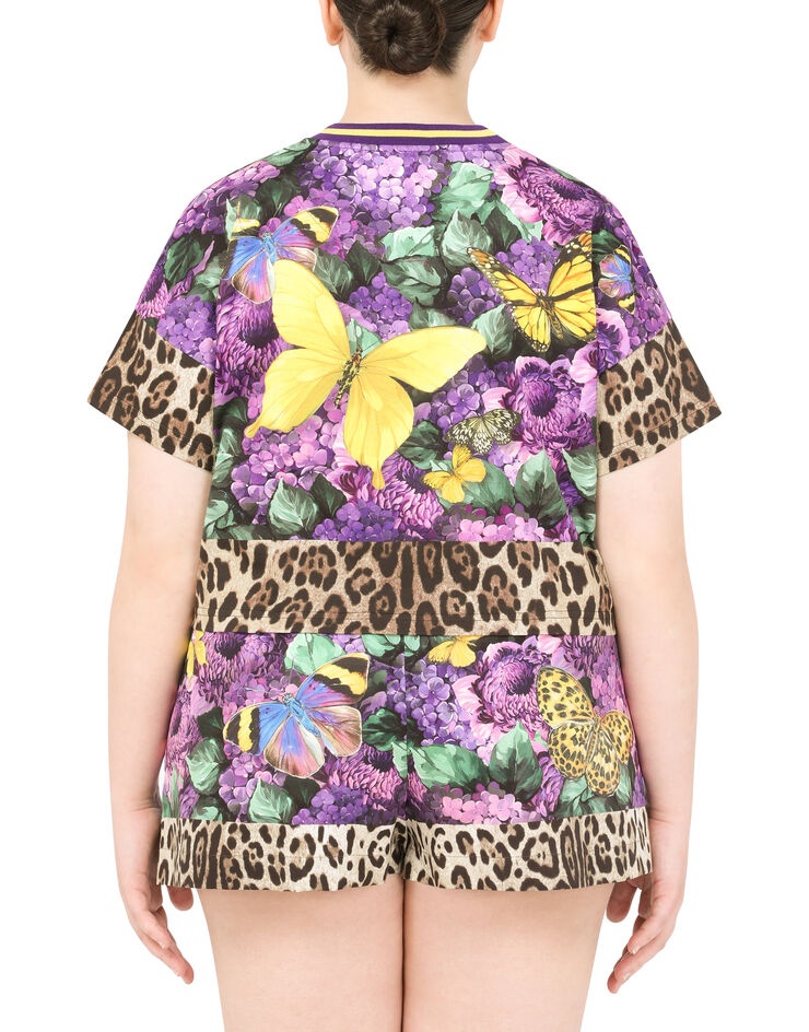 Cropped jersey T-shirt with butterfly print - 6