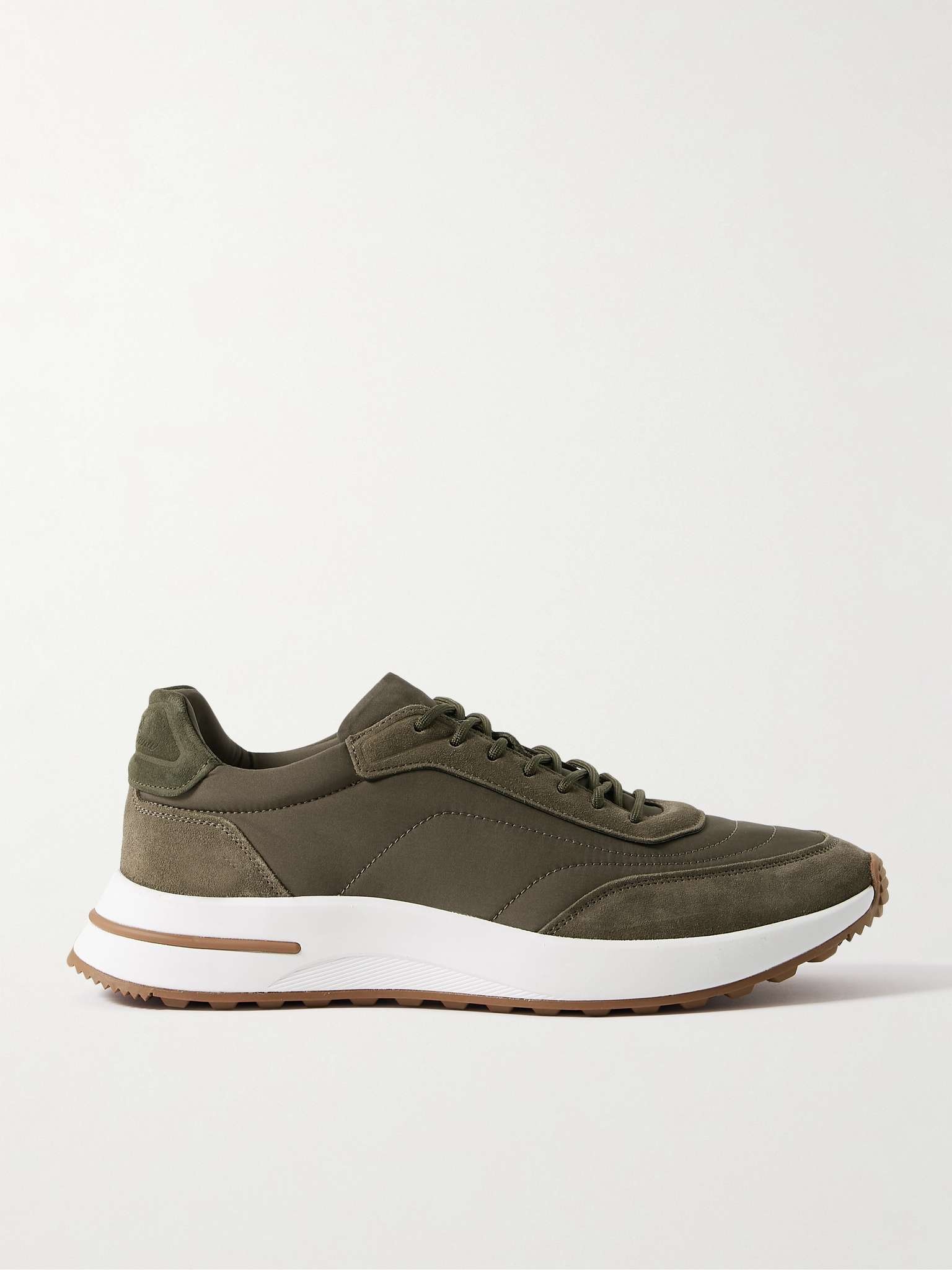 Loro Piana Weekend Walk Suede-Trimmed Shell Sneakers | REVERSIBLE