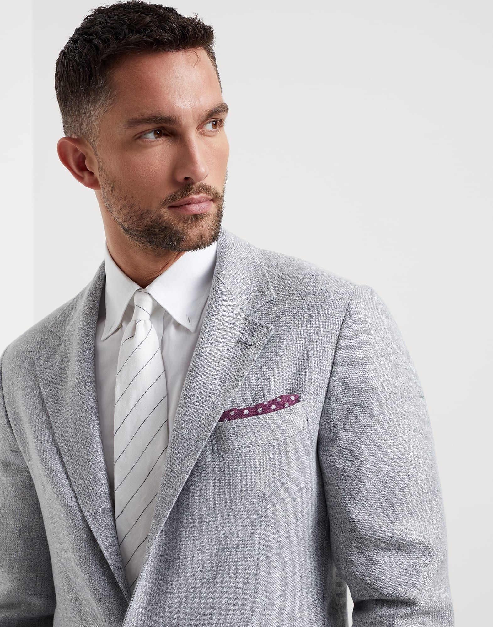 Linen chalk stripe tie - 3