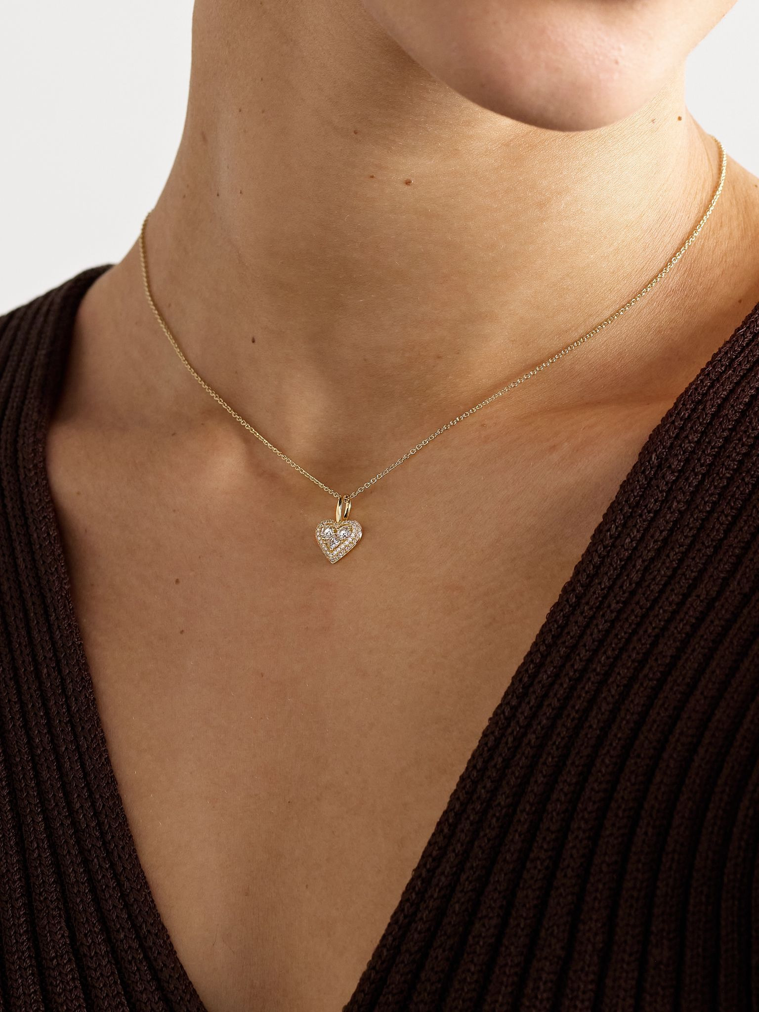 Piece of My Heart Sparkle 14-karat gold diamond necklace Gold - 2