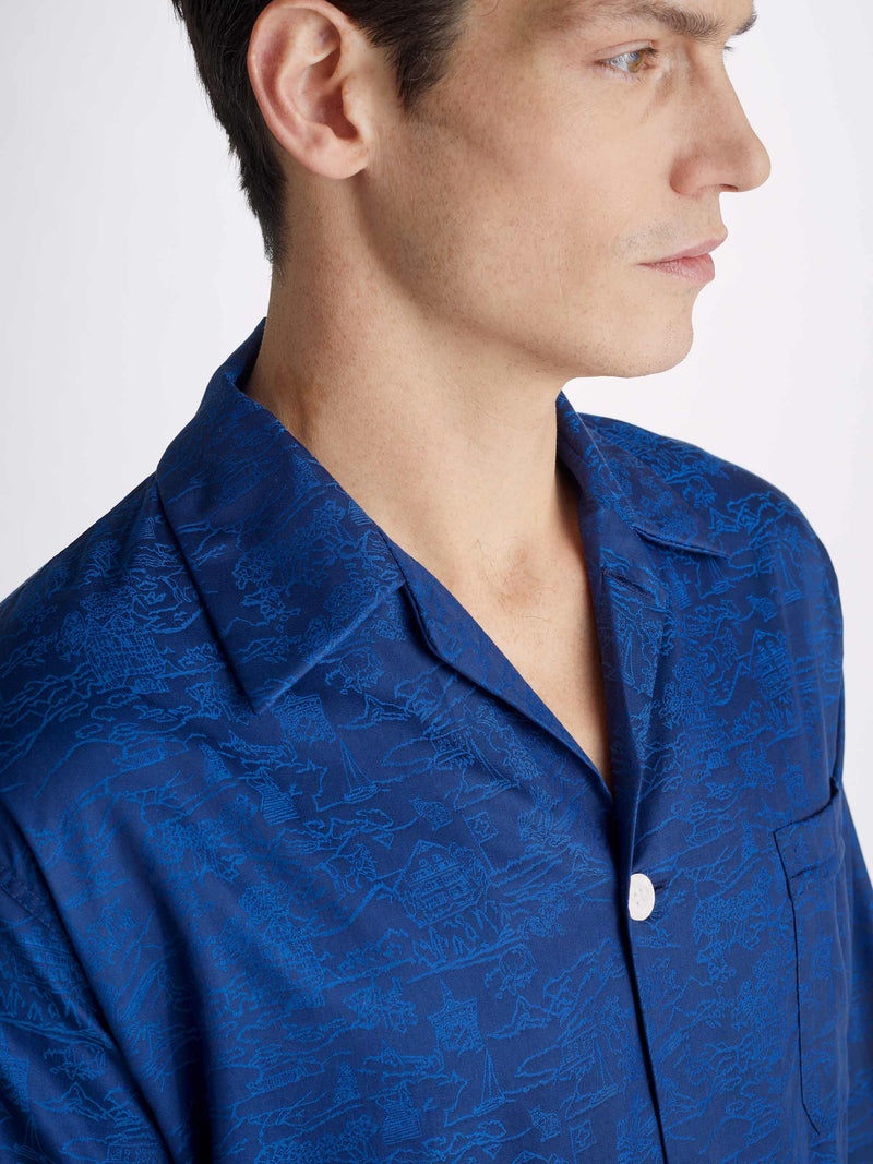 Men's Classic Fit Pyjamas Paris 25 Cotton Jacquard Navy - 5