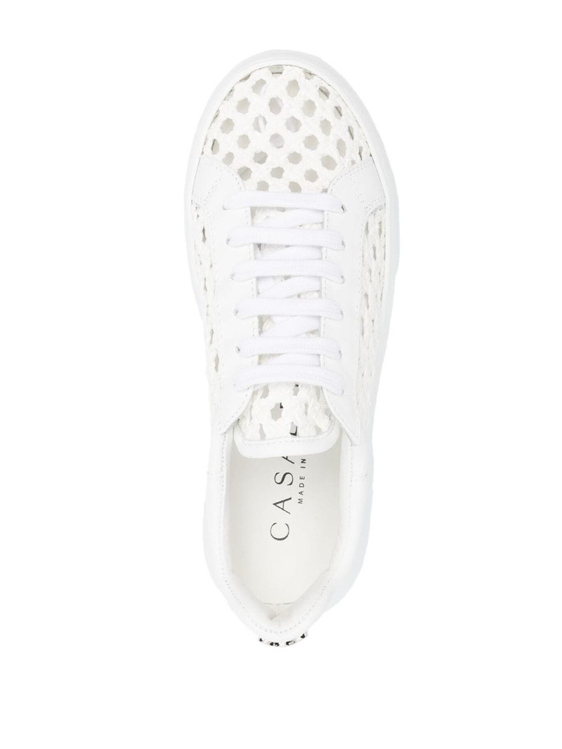 cut-out low-top leather sneakers 4