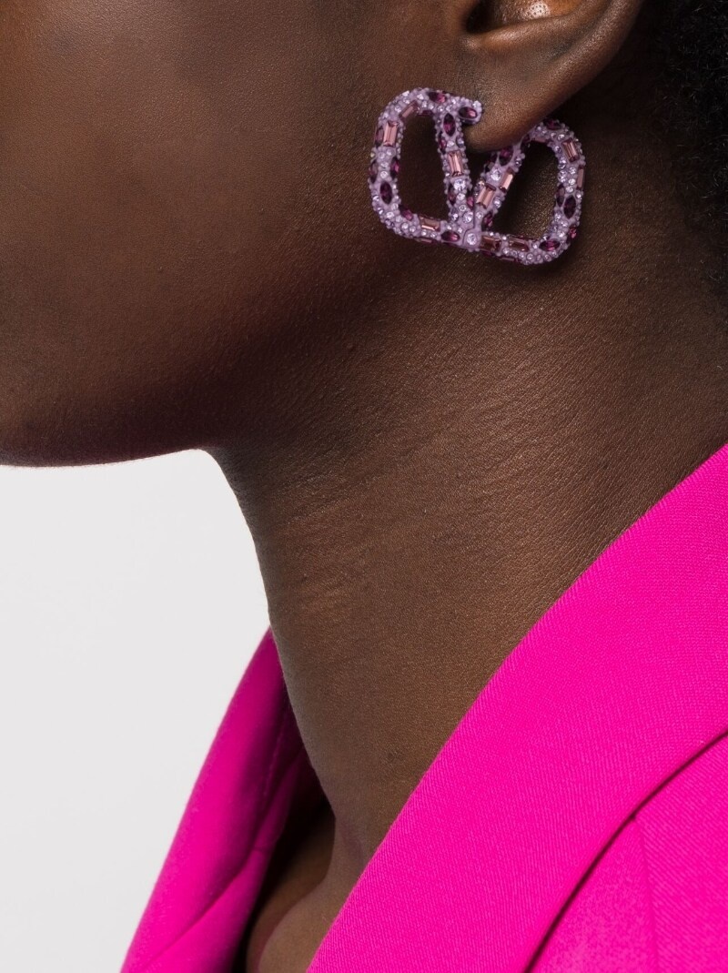 Vlogo crystal-embellished hoop earrings - 2