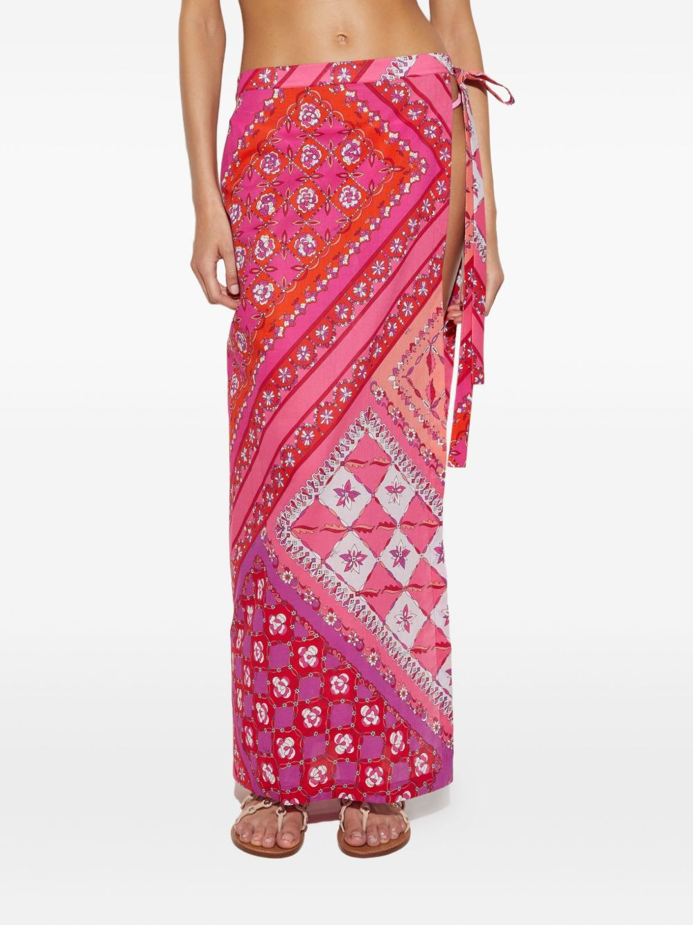 patchwork wrap midi skirt - 2