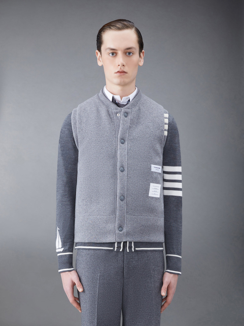 Thom Browne MERINO AND JERSEY DOWN REVERSIBLE VEST outlook