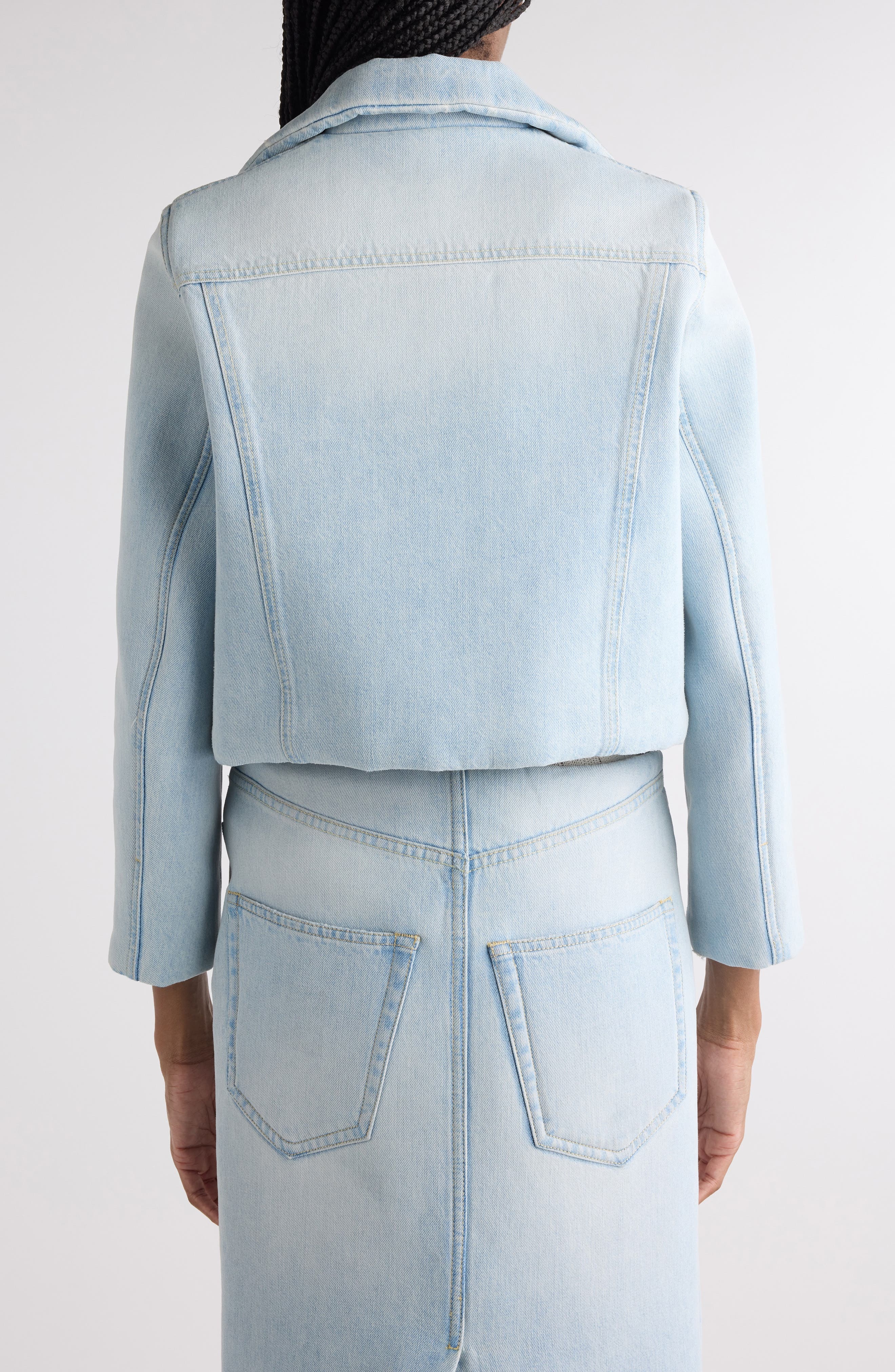Acne Studios Osky Padded Denim Crop Jacket in Light Blue at Nordstrom - 3