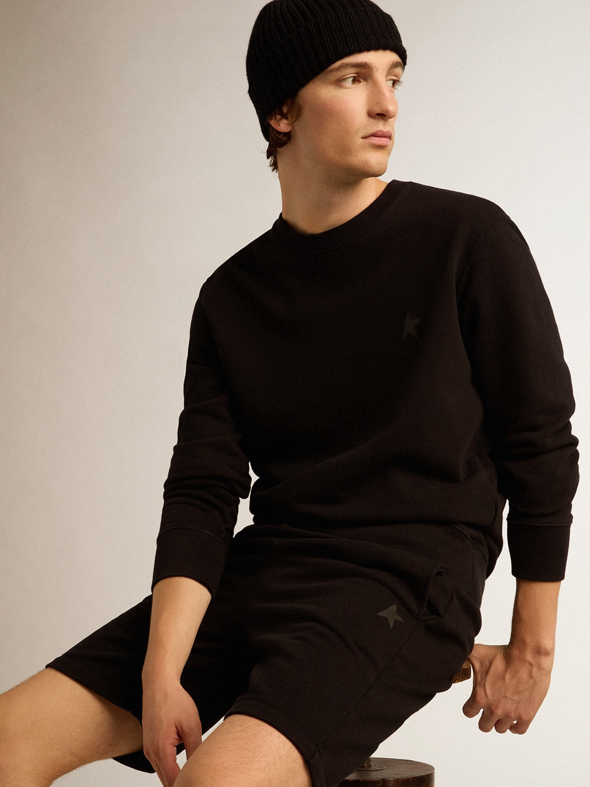 Black Archibald Star Collection sweatshirt with tone-on-tone star on the front - 2