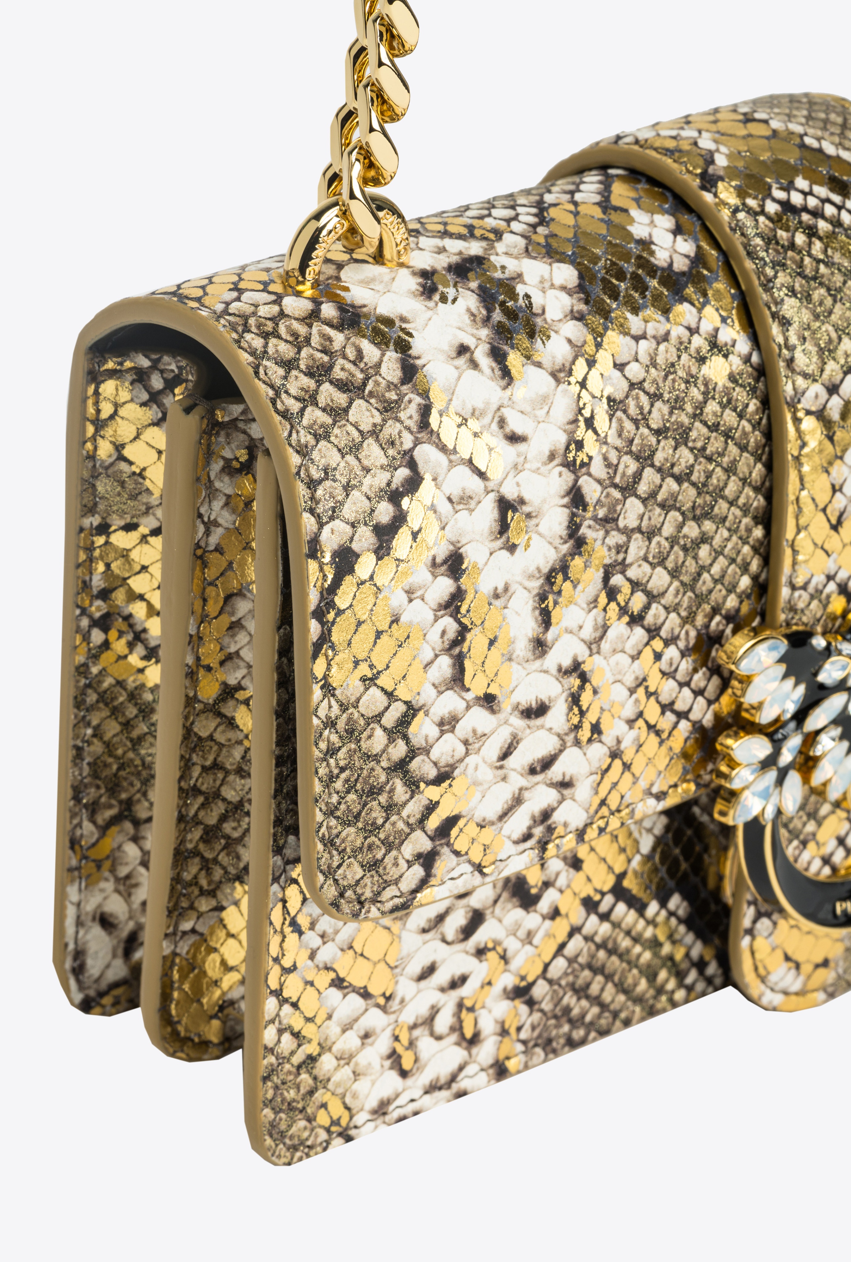 PINKO GALLERIA LAMINATED REPTILE MINI LOVE BAG ONE - 7