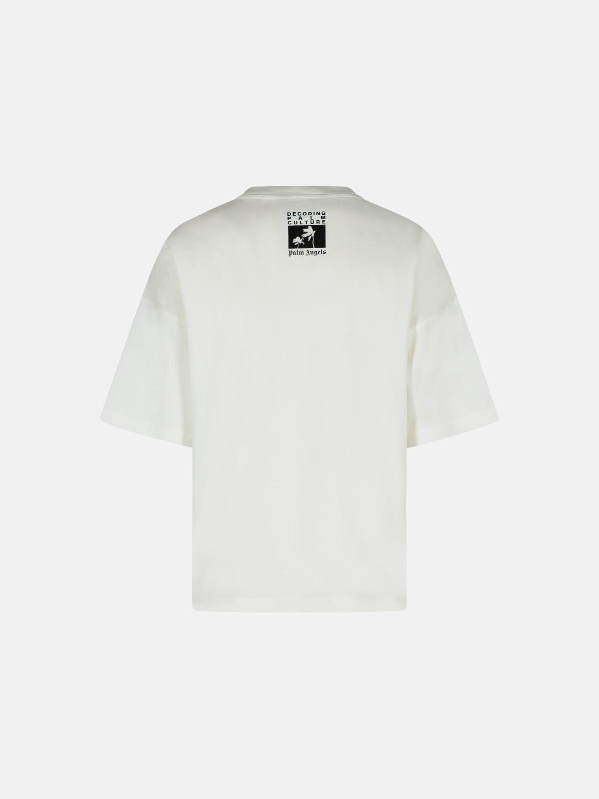 'DEC. PALM CULTURE' WHITE COTTON T-SHIRT - 3