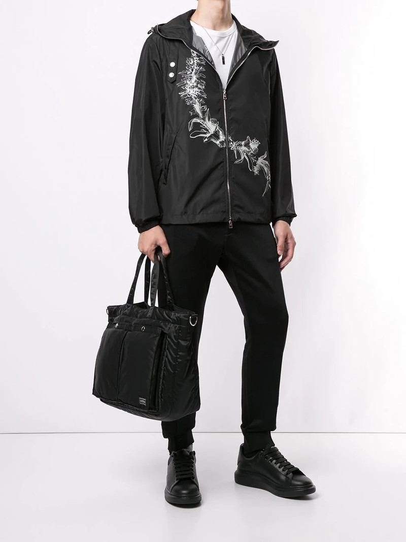 Alexander McQueen floral-print zip-front hooded jacket outlook