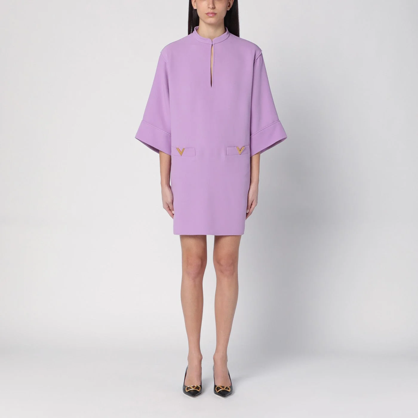 Lilac silk mini dress - 1