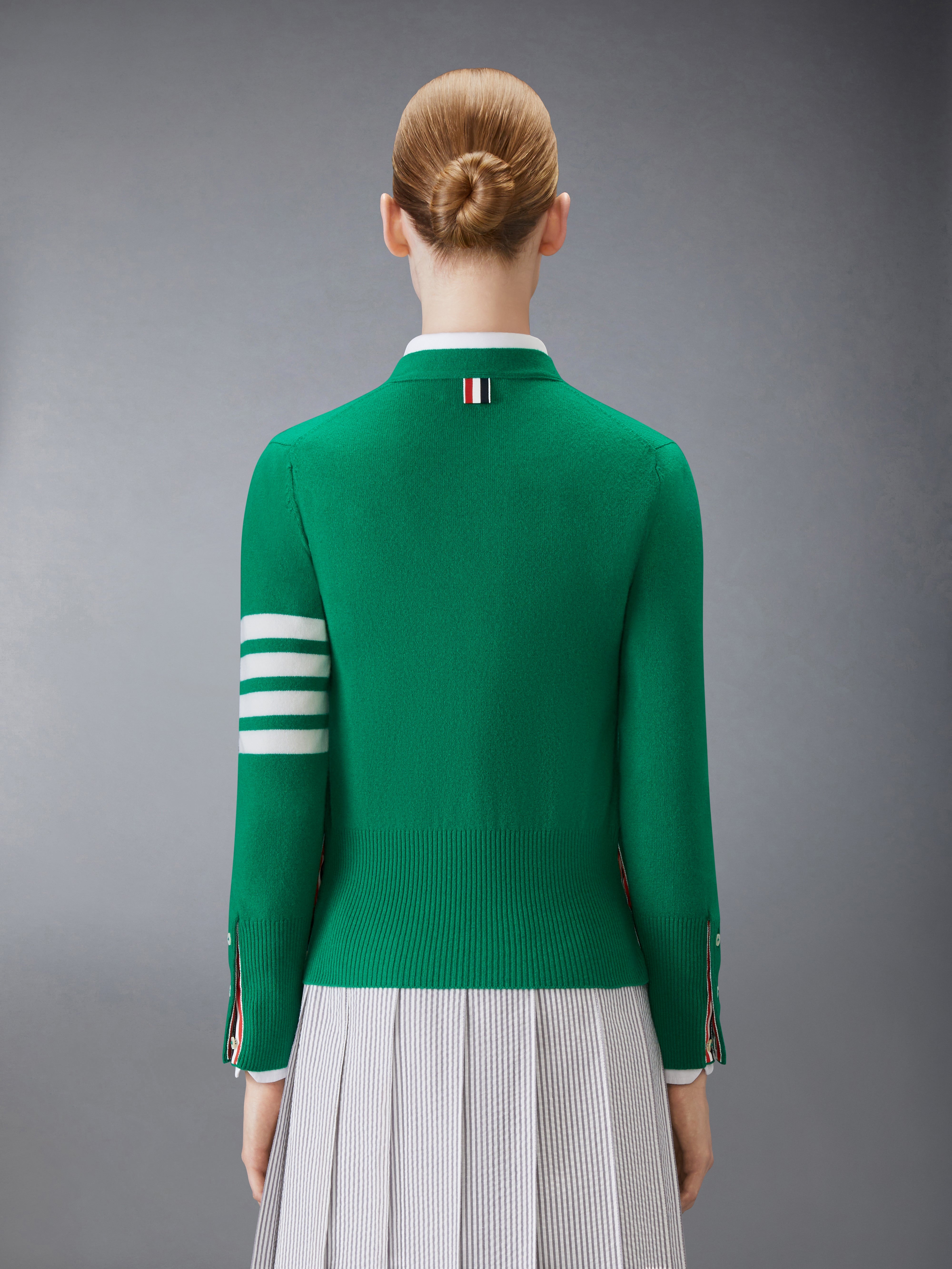 CLASSIC CASHMERE 4-BAR V-NECK CARDIGAN - 3