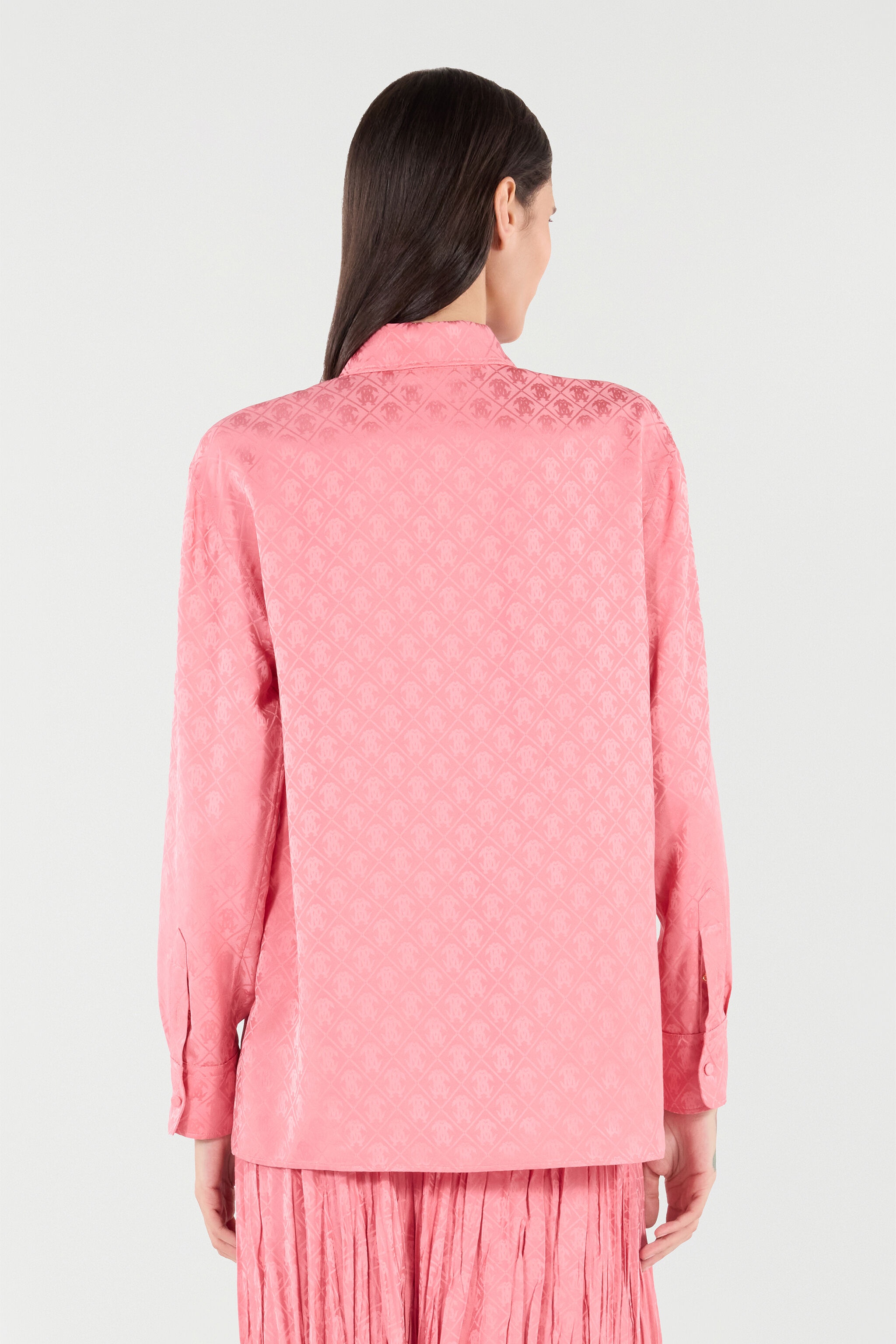 Silk Blend Shirt with Mirror Snake Monogram Print - 4