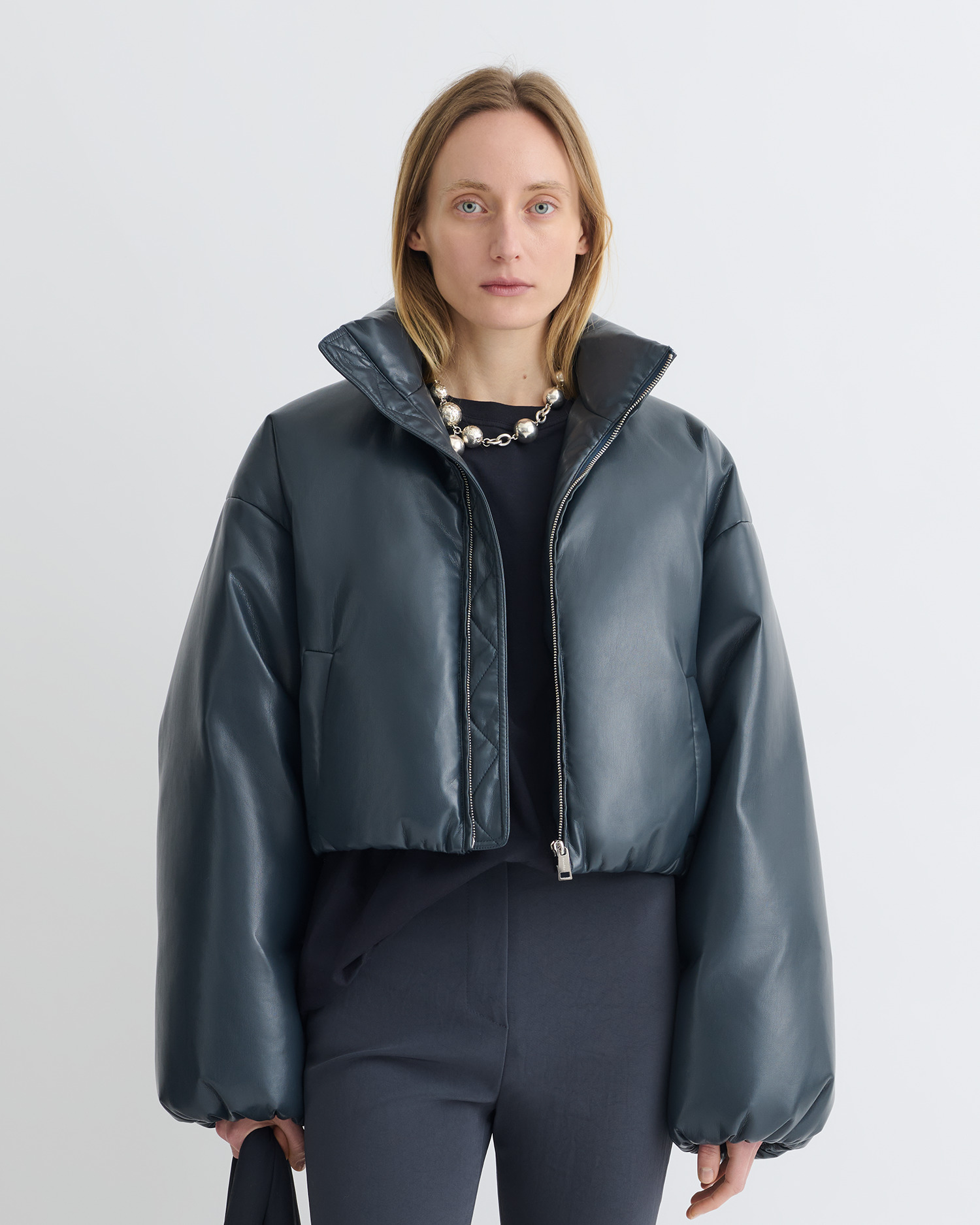 Cropped Okobor™ Alt-Leather Puffer Jacket - 5