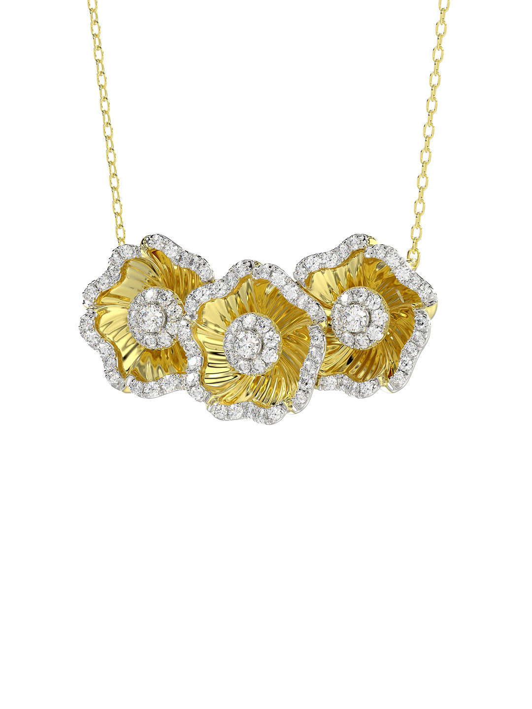 HALO FLOWER YELLOW PENDANT NECKLACE - 3