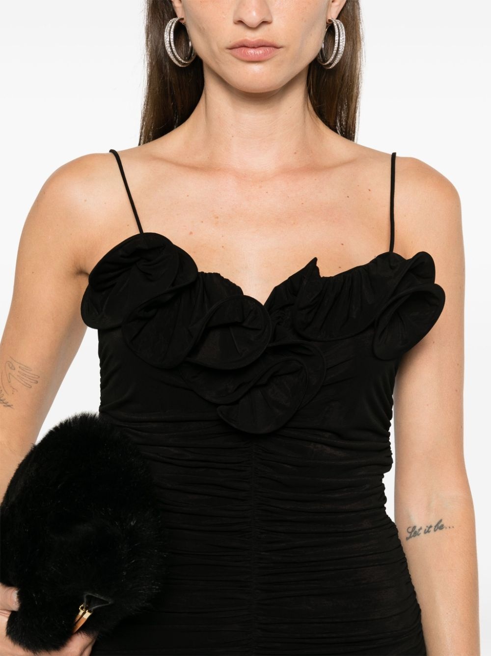 ruched ruffle midi dress - 10