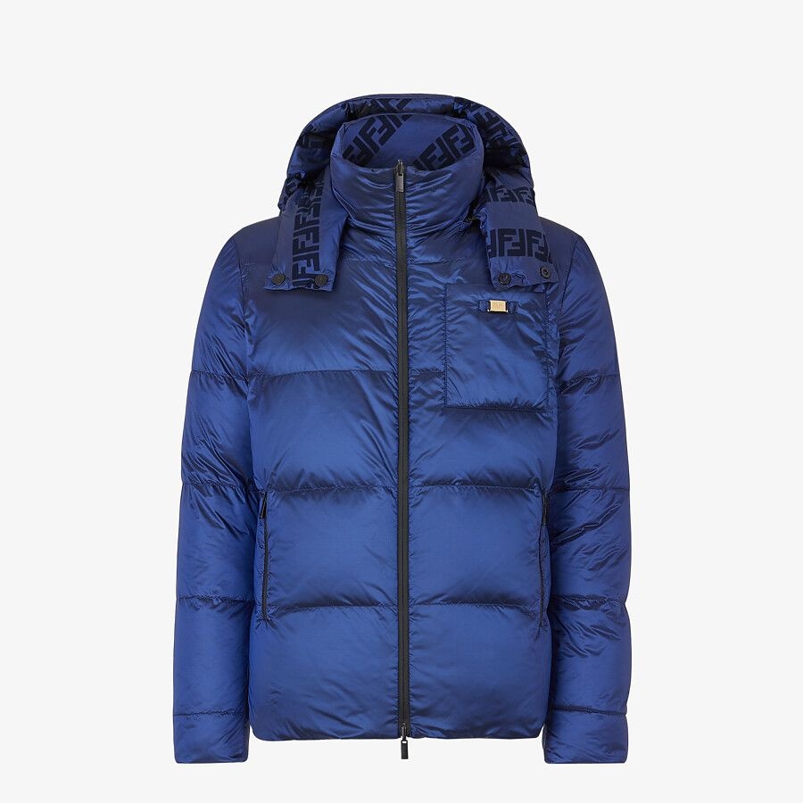 Blue nylon down jacket - 1