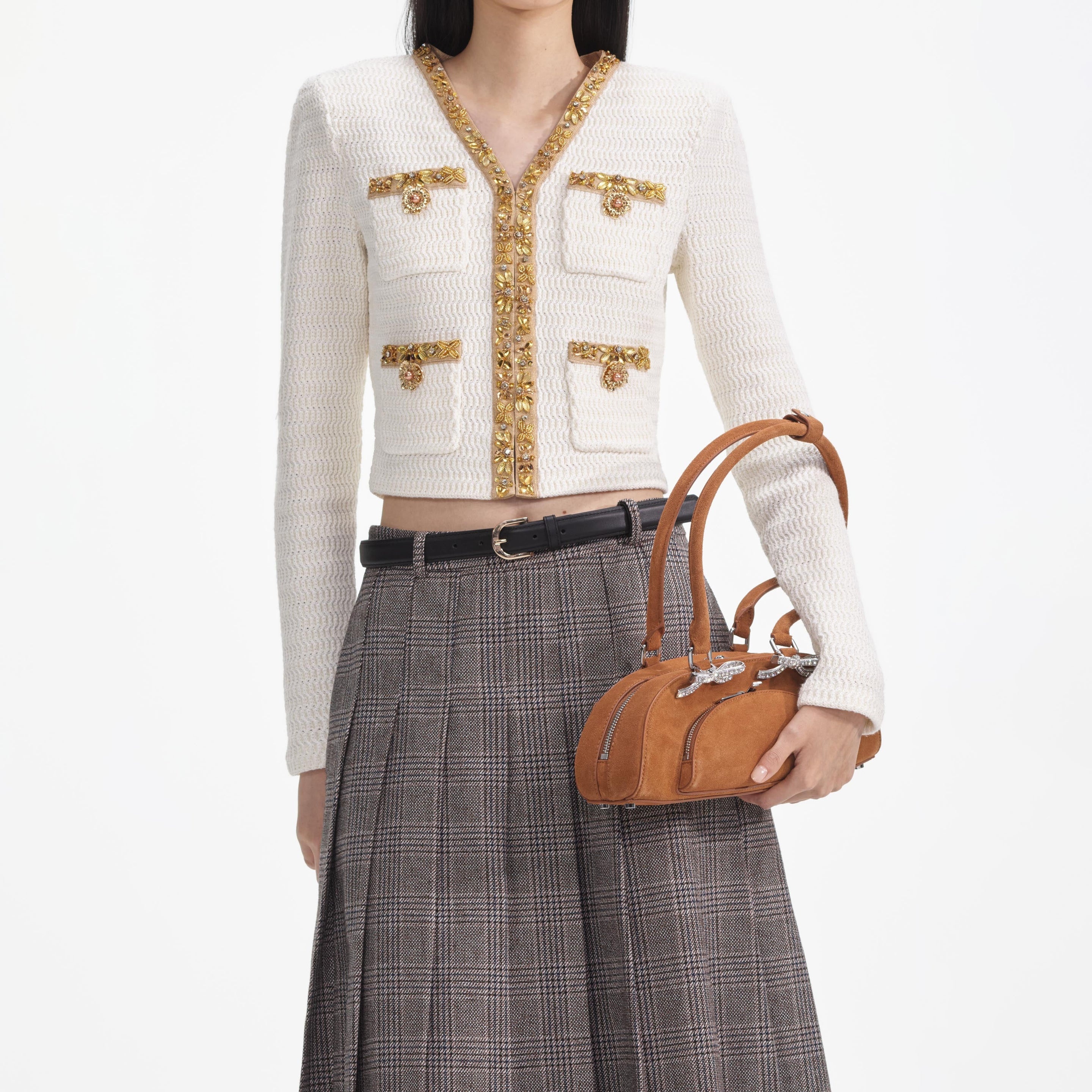 Cream Lurex Knit Cardigan - 4