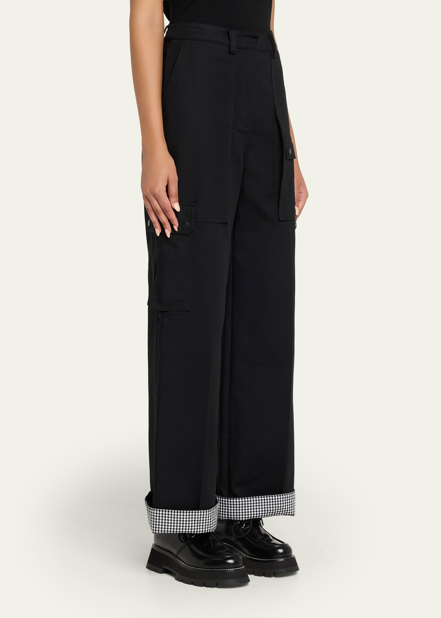 Utility Cargo Pants with Contrast Cuffs - 4