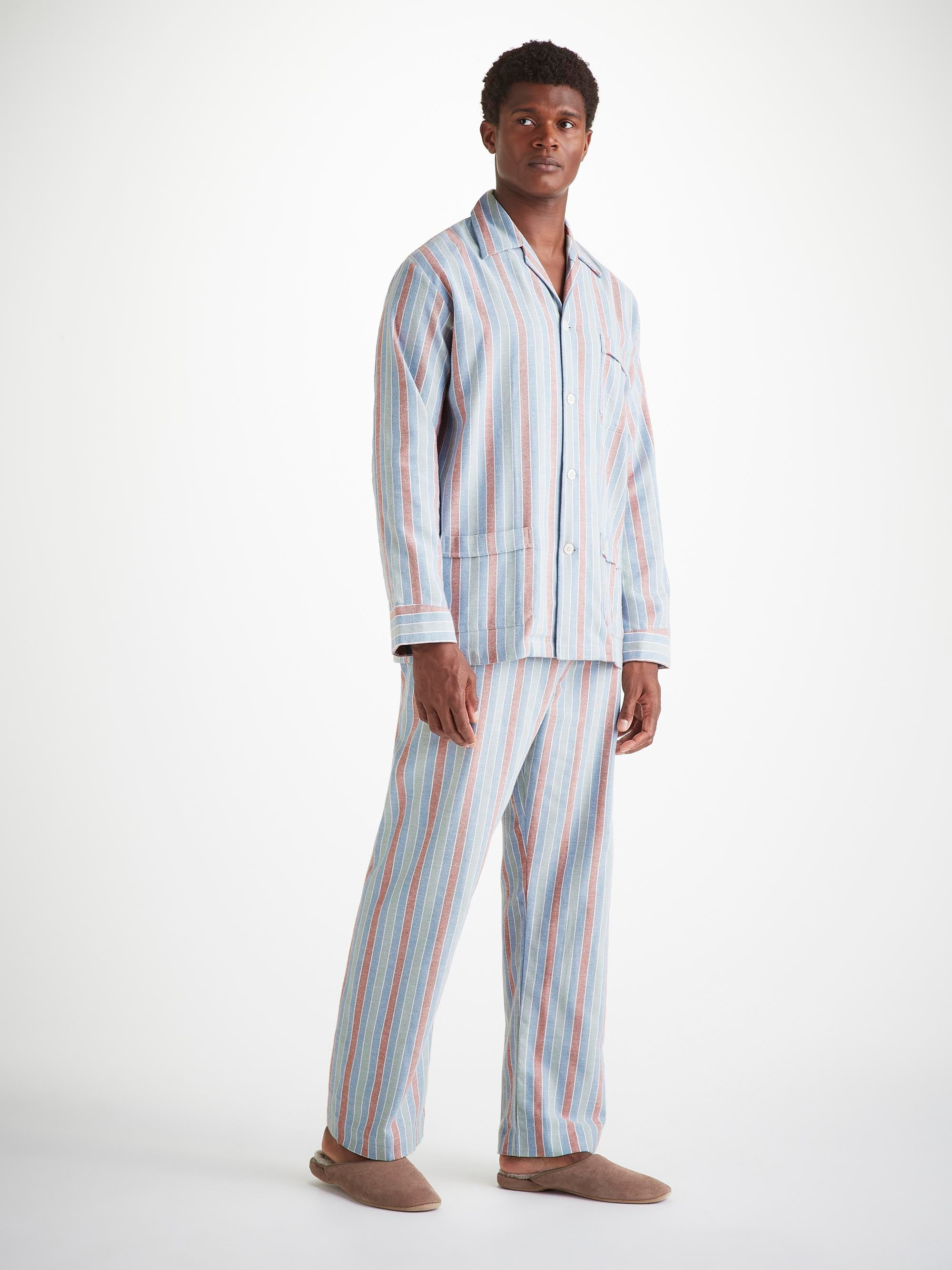 Men's Classic Fit Pajamas Kelburn 46 Brushed Cotton Blue - 3