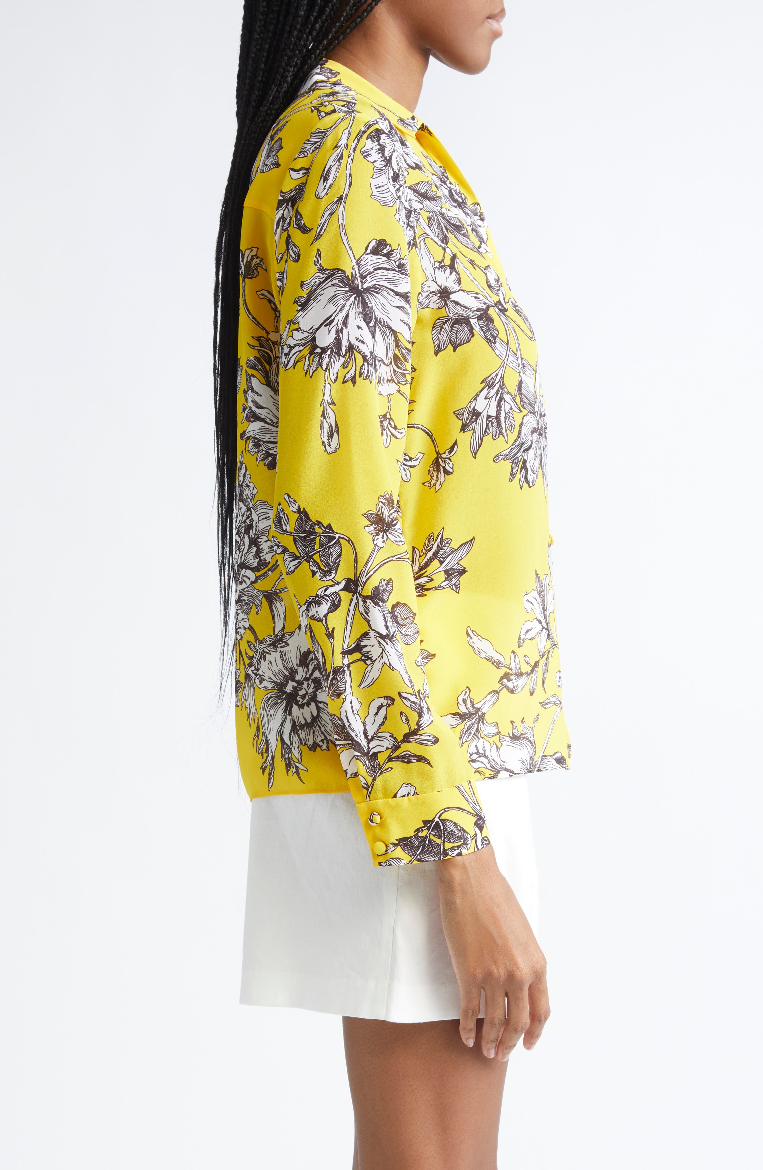 Alice + Olivia Alta Silk Top in Blooming Wild Golden Hour at Nordstrom - 3