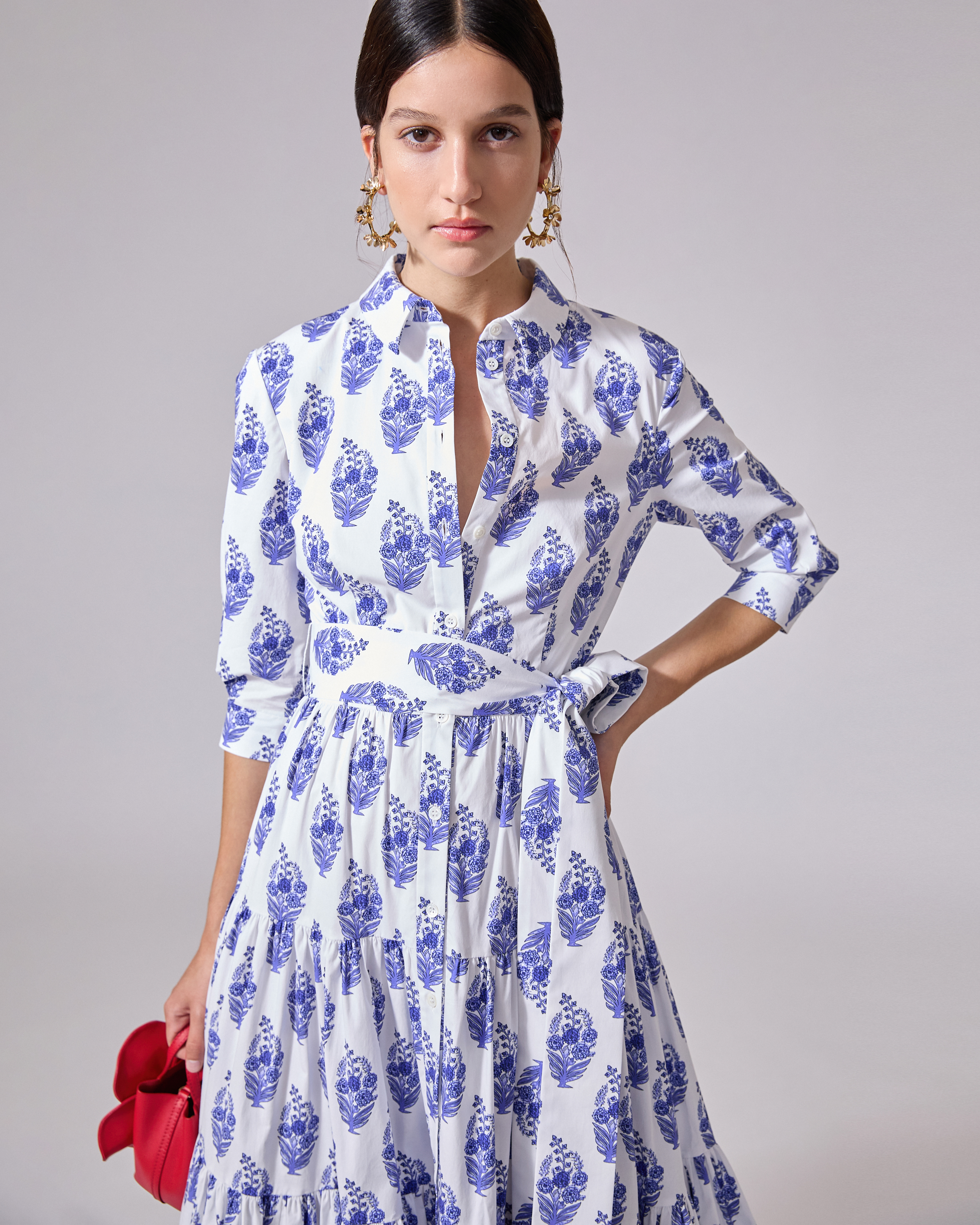 Floral-Block-Print Shirt Dress - 4
