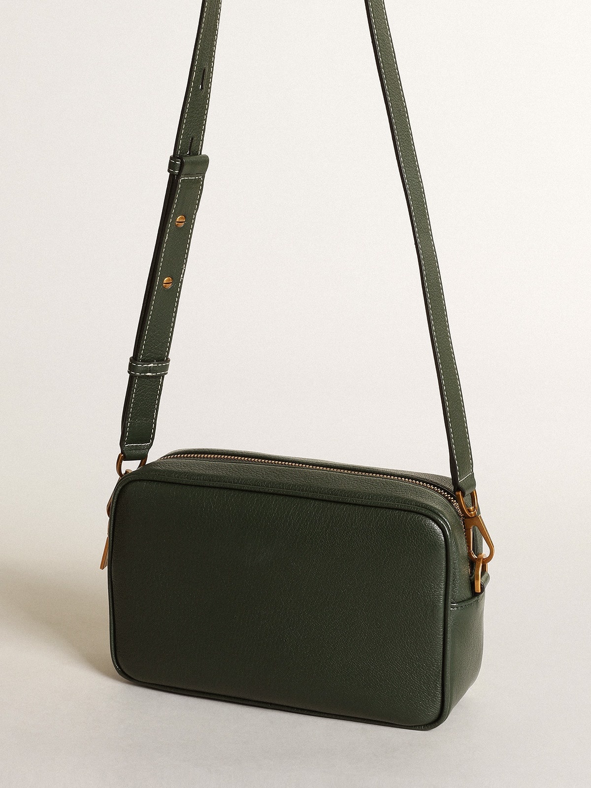 Women's Star Bag in dark green leather with tone-on-tone star - 6