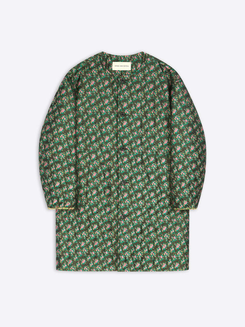 COLLARLESS JACQUARD COAT 1