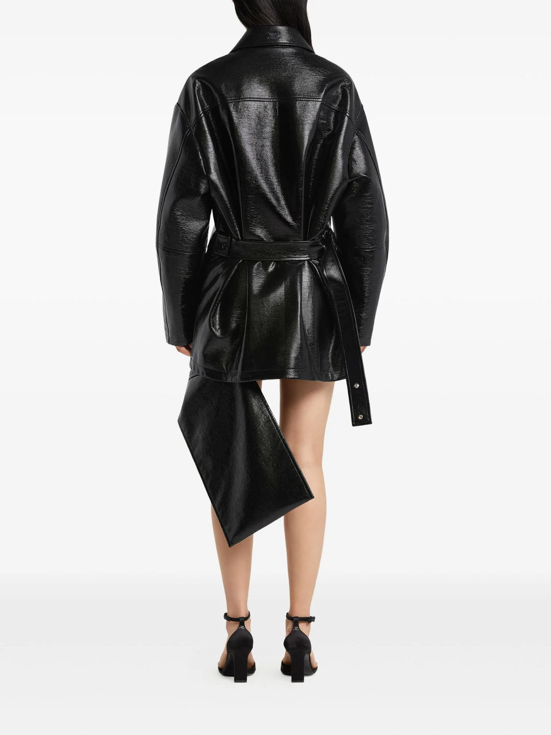 Zipped Vinyl Maxi Bomber Jacket - 4