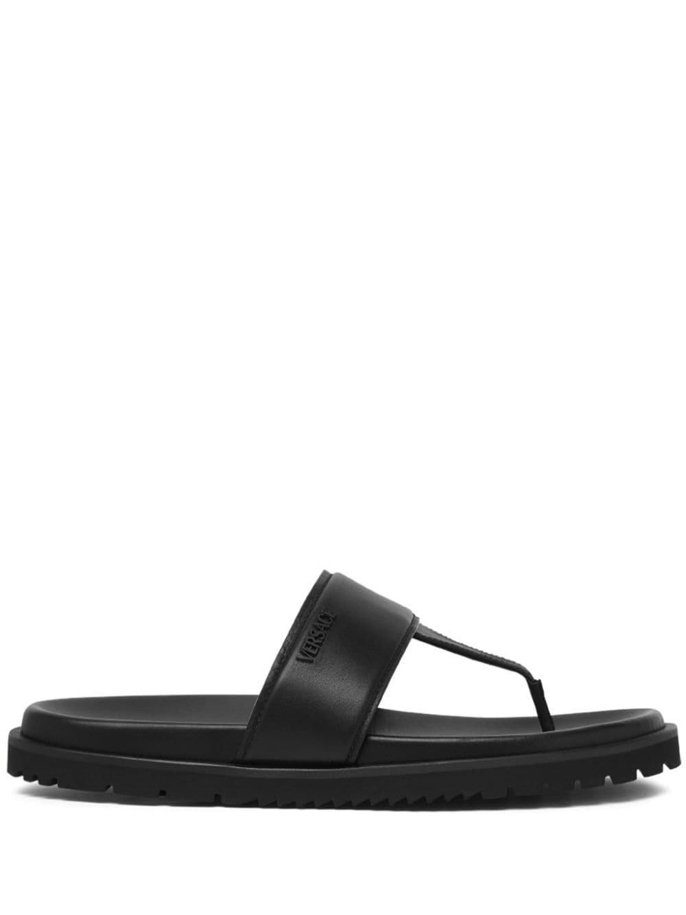 logo-embossed leather sandals - 1