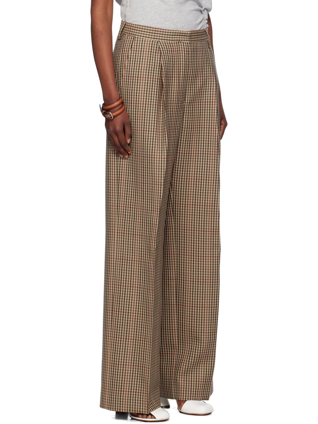 Beige Check Trousers - 2